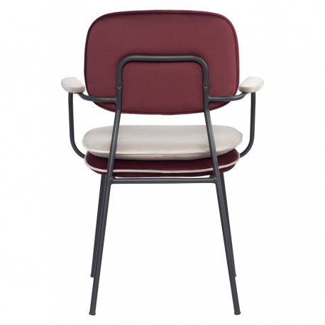 Стул с подлокотниками и контрастным кантом pea, велюр, бордовый/бежевый