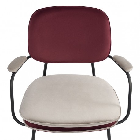 Стул с подлокотниками и контрастным кантом pea, велюр, бордовый/бежевый