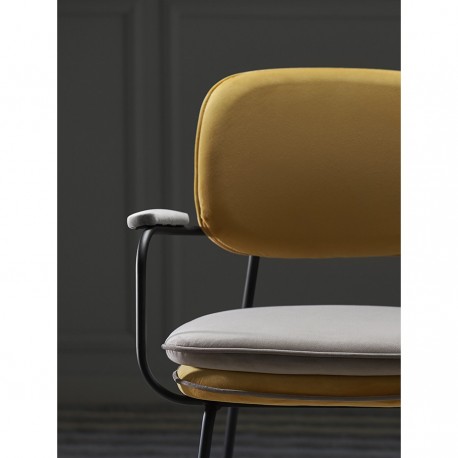 Стул с подлокотниками и контрастным кантом pea, велюр, желтый/бежевый
