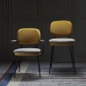 Стул с подлокотниками и контрастным кантом pea, велюр, желтый/бежевый