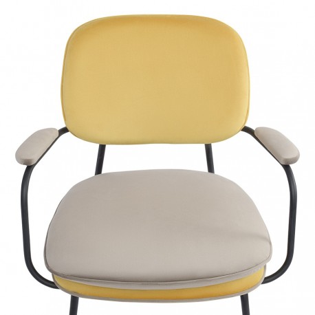 Стул с подлокотниками и контрастным кантом pea, велюр, желтый/бежевый
