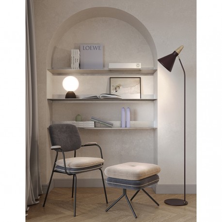 Стул с подлокотниками и контрастным кантом pea, велюр, темно-серый/бежевый