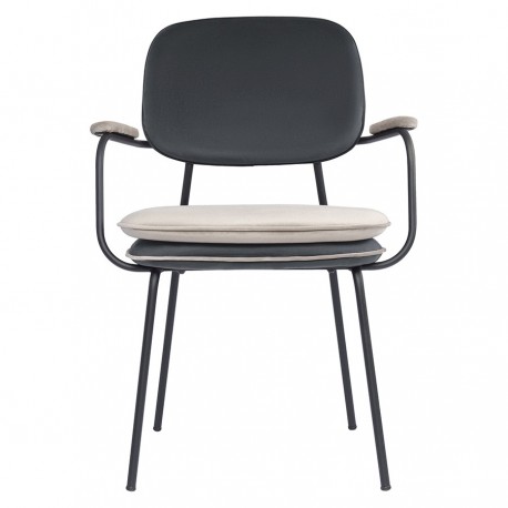 Стул с подлокотниками и контрастным кантом pea, велюр, темно-серый/бежевый