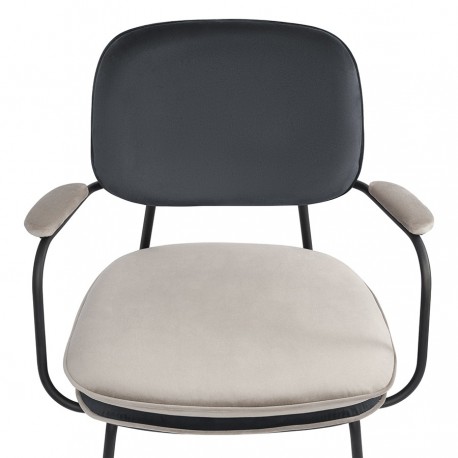 Стул с подлокотниками и контрастным кантом pea, велюр, темно-серый/бежевый