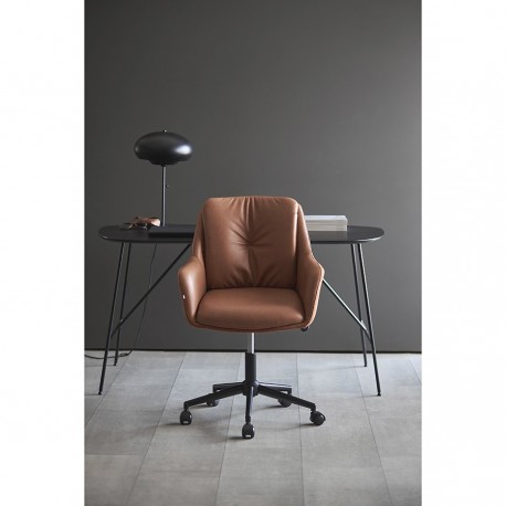 Стул на колесиках allar, экокожа, рогожка, коричневый