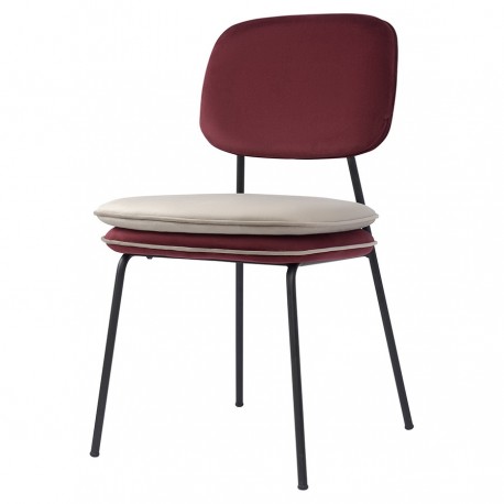 Стул с контрастным кантом pea, велюр, бордовый/бежевый