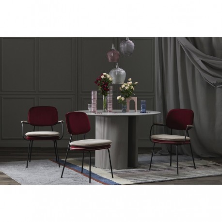 Стул с контрастным кантом pea, велюр, бордовый/бежевый