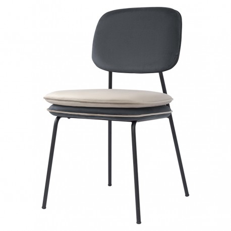 Стул с контрастным кантом pea, велюр, темно-серый/бежевый