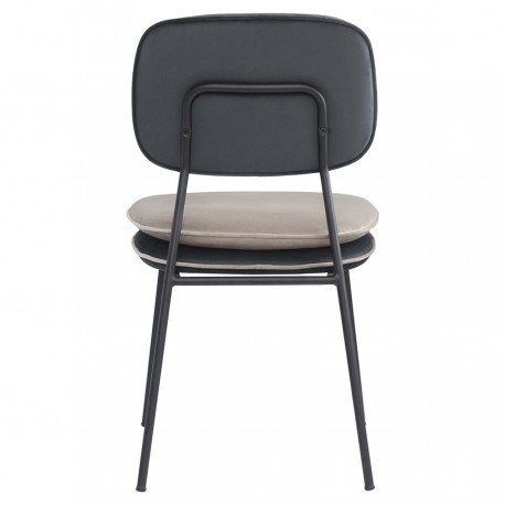 Стул с контрастным кантом pea, велюр, темно-серый/бежевый