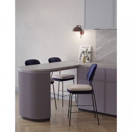 Стул полубарный с контрастным кантом pea, велюр, темно-синий/бежевый