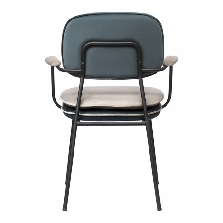 Стул с подлокотниками и контрастным кантом pea, велюр, сине-зеленый/бежевый