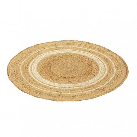 Ковер из джута круглый с вставками белого цвета из коллекции ethnic, 120см