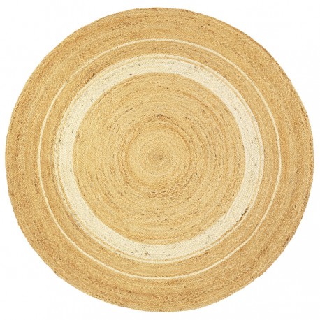 Ковер из джута круглый с вставками белого цвета из коллекции ethnic, 150см
