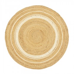 Ковер из джута круглый с вставками белого цвета из коллекции ethnic, 90см