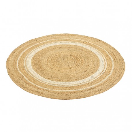 Ковер из джута круглый с вставками белого цвета из коллекции ethnic, 90см