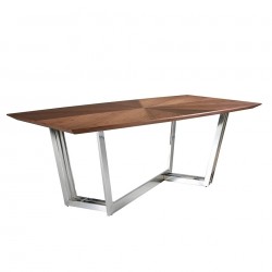 Обеденный стол MI2003T из орехового дерева и хромированной стали
