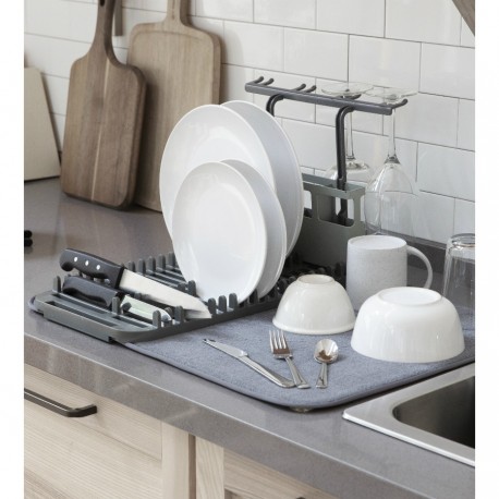 Коврик для сушки посуды с подставкой udry, 46х27,3х61 см, темно-серый