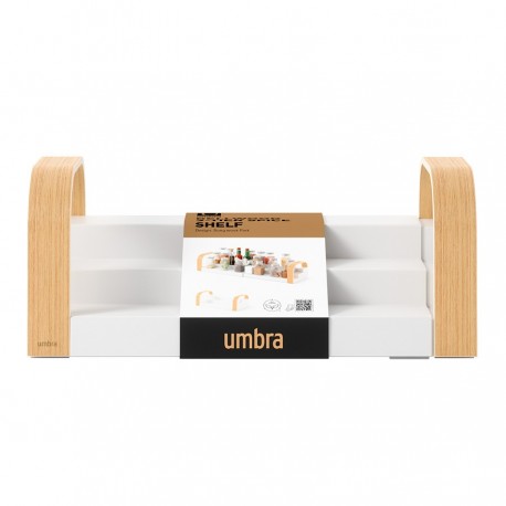 Полка для специй трехъярусная раздвижная bellwood, белая/натуральное дерево