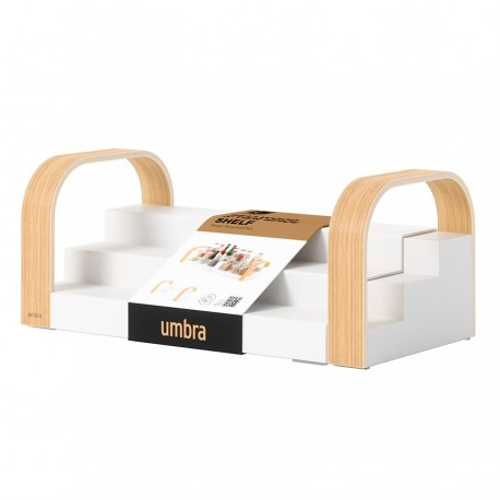 Полка для специй трехъярусная раздвижная bellwood, белая/натуральное дерево