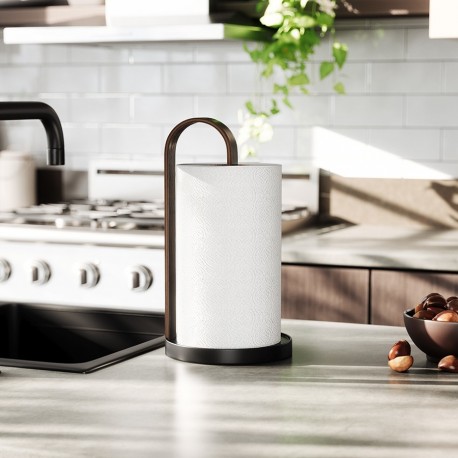 Держатель для бумажных полотенец bellwood, черный/орех