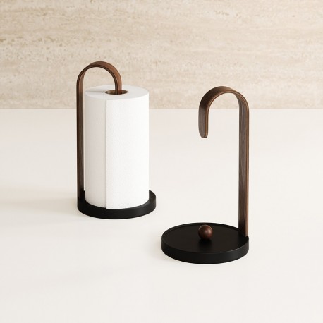 Держатель для бумажных полотенец bellwood, черный/орех