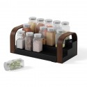 Полка для специй трехъярусная раздвижная bellwood, черная/орех