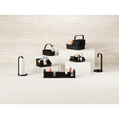 Полка для специй трехъярусная раздвижная bellwood, черная/орех