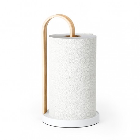 Держатель для бумажных полотенец bellwood, белый/натуральное дерево