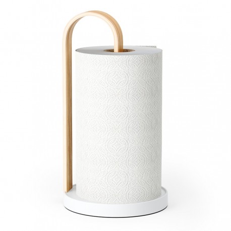 Держатель для бумажных полотенец bellwood, белый/натуральное дерево