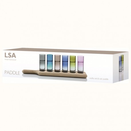 Набор стопок на деревянной подставке paddle, 40 см, разноцветный, 6 шт.