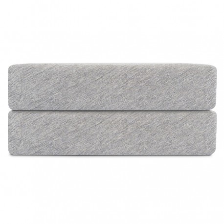 Простыня на резинке из хлопкового трикотажа серого цвета из коллекции essential, 180х200х30 см