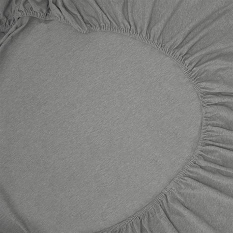 Простыня на резинке из хлопкового трикотажа серого цвета из коллекции essential, 180х200х30 см