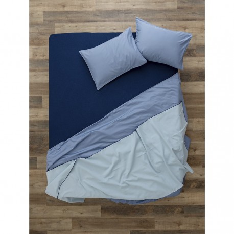 Простыня на резинке из хлопкового трикотажа темно-синего цвета из коллекции essential, 160х200х30 см