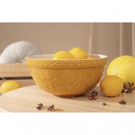 Миска горчичного цвета с рельефным узором Ягоды Тайги из коллекции russian north, 1,5 л