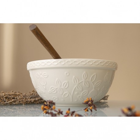 Миска кремового цвета с рельефным узором Ягоды Тайги из коллекции russian north, 2,5л