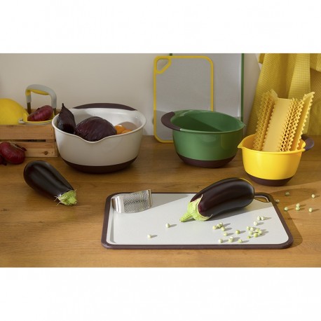 Доска разделочная из пшеничного волокна homi, 44х30 см, светло-серая с темно-сливовым кантом