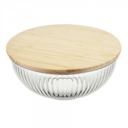 Чаша стеклянная с бамбуковой крышкой harmy, 2 л