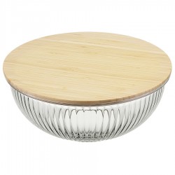 Чаша стеклянная с бамбуковой крышкой harmy, 3,5 л