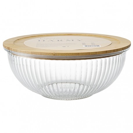 Чаша стеклянная с бамбуковой крышкой harmy, 3,5 л