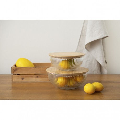 Чаша стеклянная с бамбуковой крышкой harmy, 3,5 л