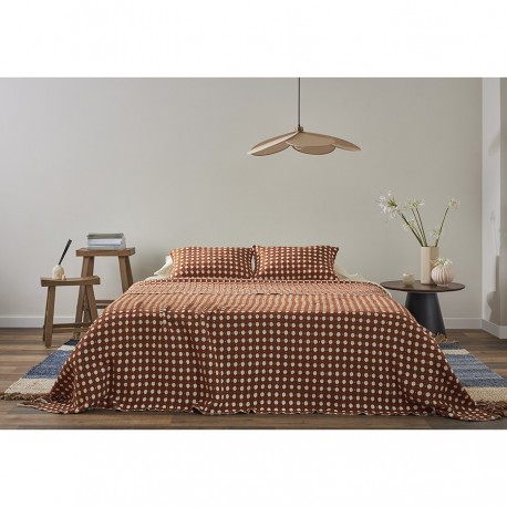 Покрывало из хлопка polka dots карамельного цвета из коллекции essential, 180х250 см