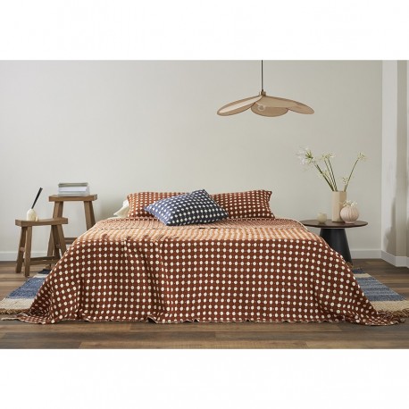 Покрывало из хлопка polka dots карамельного цвета из коллекции essential, 180х250 см