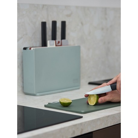 Набор из 4-х разделочных досок и 4-х ножей с держателем cut&store