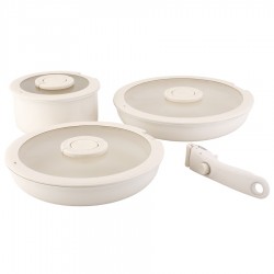 Набор посуды для приготовления со съемной ручкой smart ceramic, 7 предметов, цвета топленого молока