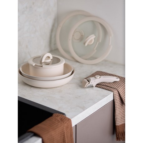 Набор посуды для приготовления со съемной ручкой smart ceramic, 7 предметов, цвета топленого молока