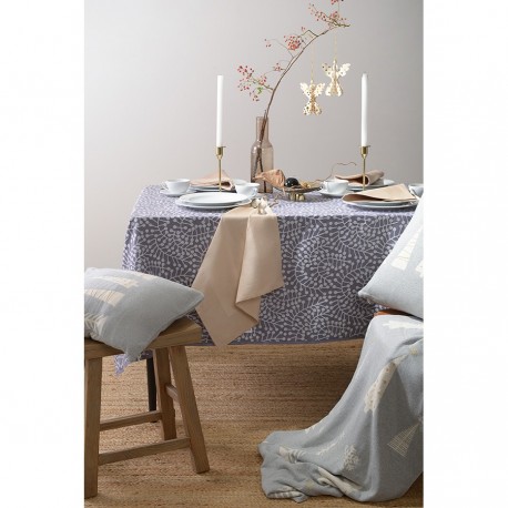 Скатерть из хлопка фиолетово-серого цвета с рисунком Спелая смородина, scandinavian touch, 180х180см