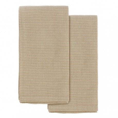 Набор из двух кухонных вафельных полотенец бежевого цвета из коллекции essential, 50х70 см