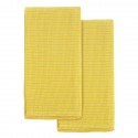 Набор из двух кухонных вафельных полотенец горчичного цвета из коллекции essential, 50х70 см