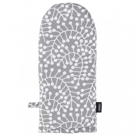 Прихватка-варежка серого цвета с принтом Спелая Смородина из коллекции scandinavian touch, 14х32 см