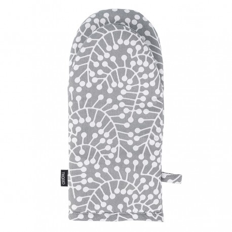 Прихватка-варежка серого цвета с принтом Спелая Смородина из коллекции scandinavian touch, 14х32 см